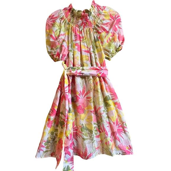NWT Roller Rabbit Imza Ainsley Dress Pink Green Floral Sz S Tropical Cottage - Picture 8 of 16